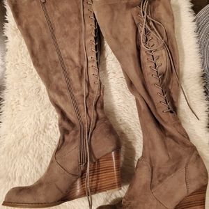 Torrid suede knee length wedge boot